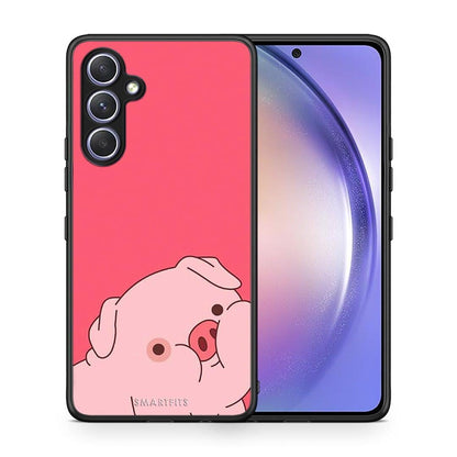 Θήκη Samsung Galaxy A54 Pig Love 1 από τη Smartfits με σχέδιο στο πίσω μέρος και μαύρο περίβλημα | Samsung Galaxy A54 Pig Love 1 Case with Colorful Back and Black Bezels
