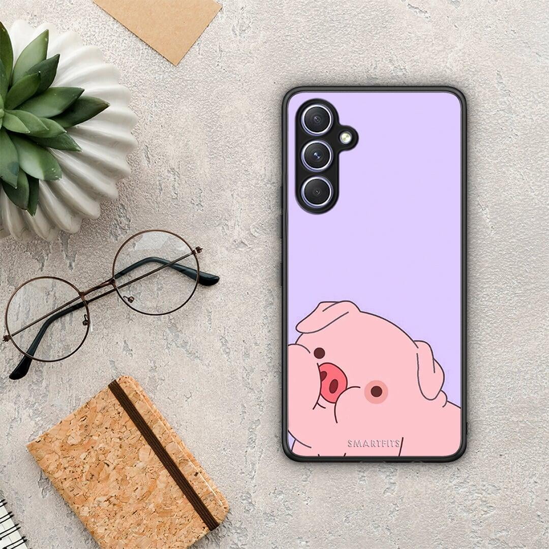 Θήκη Samsung Galaxy A54 Pig Love 2 από τη Smartfits με σχέδιο στο πίσω μέρος και μαύρο περίβλημα | Samsung Galaxy A54 Pig Love 2 Case with Colorful Back and Black Bezels