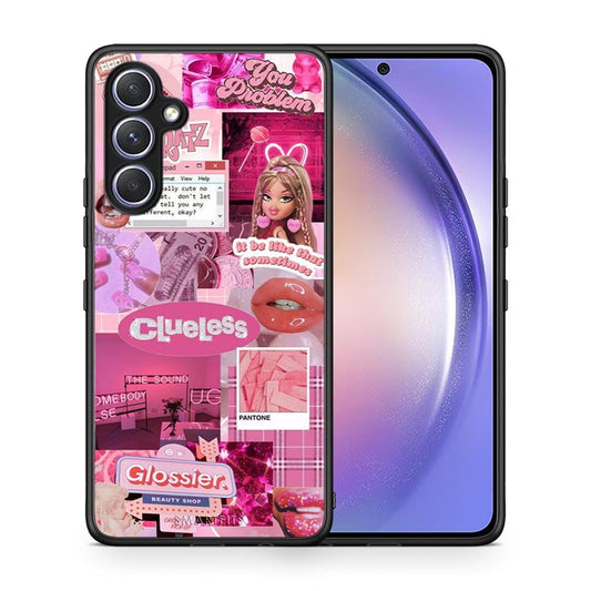 Θήκη Samsung Galaxy A54 Pink Love από τη Smartfits με σχέδιο στο πίσω μέρος και μαύρο περίβλημα | Samsung Galaxy A54 Pink Love Case with Colorful Back and Black Bezels