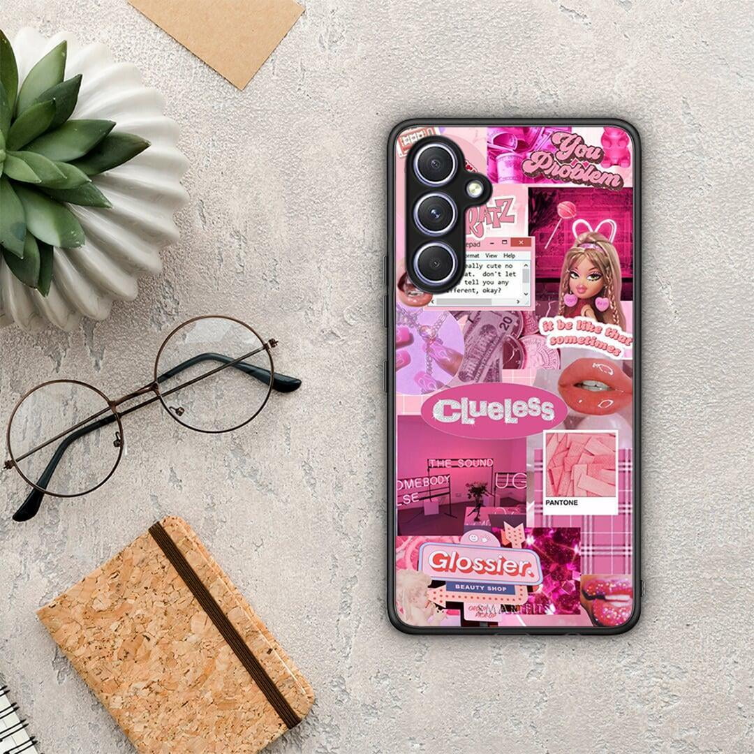 Θήκη Samsung Galaxy A54 Pink Love από τη Smartfits με σχέδιο στο πίσω μέρος και μαύρο περίβλημα | Samsung Galaxy A54 Pink Love Case with Colorful Back and Black Bezels