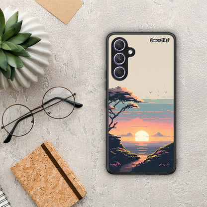 Θήκη Samsung Galaxy A54 Pixel Sunset από τη Smartfits με σχέδιο στο πίσω μέρος και μαύρο περίβλημα | Samsung Galaxy A54 Pixel Sunset Case with Colorful Back and Black Bezels