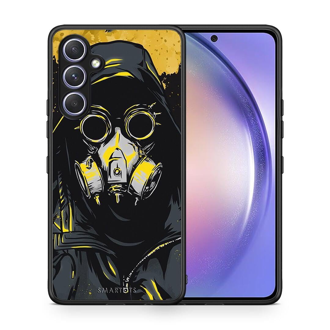 Θήκη Samsung Galaxy A54 PopArt Mask από τη Smartfits με σχέδιο στο πίσω μέρος και μαύρο περίβλημα | Samsung Galaxy A54 PopArt Mask Case with Colorful Back and Black Bezels