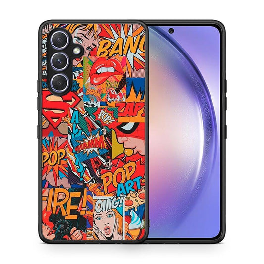 Θήκη Samsung Galaxy A54 PopArt OMG από τη Smartfits με σχέδιο στο πίσω μέρος και μαύρο περίβλημα | Samsung Galaxy A54 PopArt OMG Case with Colorful Back and Black Bezels