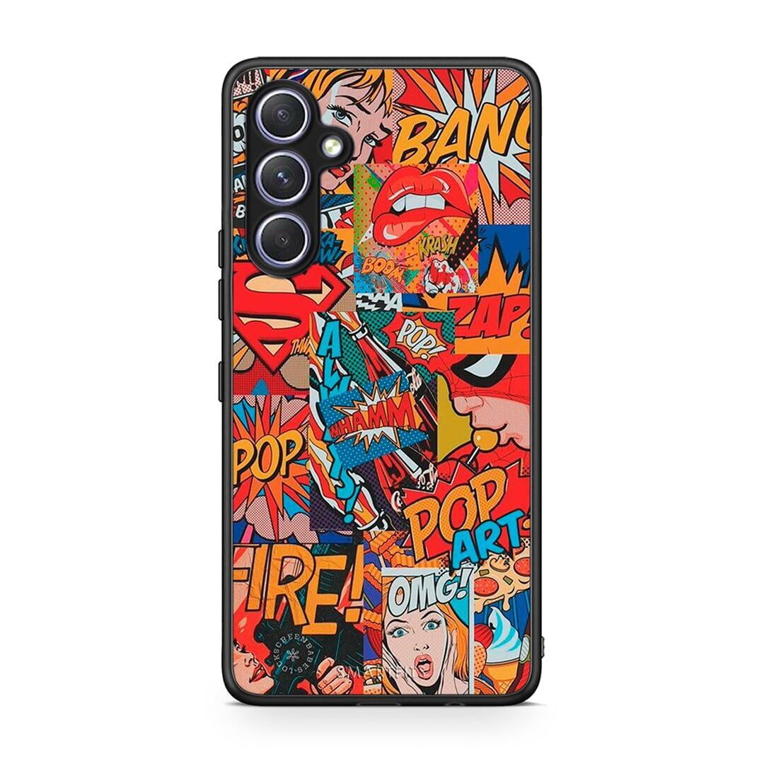 Θήκη Samsung Galaxy A54 PopArt OMG από τη Smartfits με σχέδιο στο πίσω μέρος και μαύρο περίβλημα | Samsung Galaxy A54 PopArt OMG Case with Colorful Back and Black Bezels