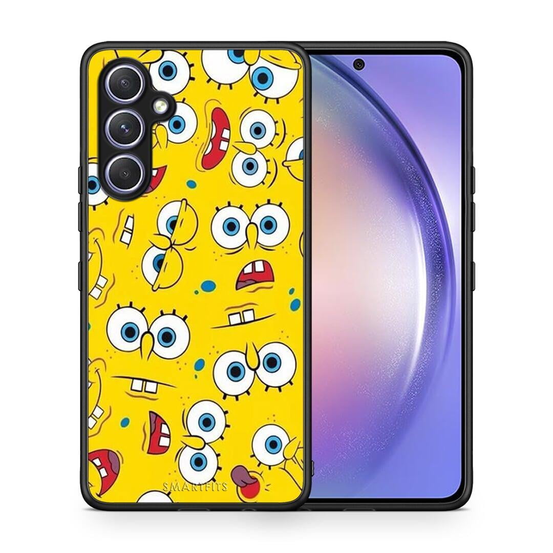 Θήκη Samsung Galaxy A54 PopArt Sponge από τη Smartfits με σχέδιο στο πίσω μέρος και μαύρο περίβλημα | Samsung Galaxy A54 PopArt Sponge Case with Colorful Back and Black Bezels