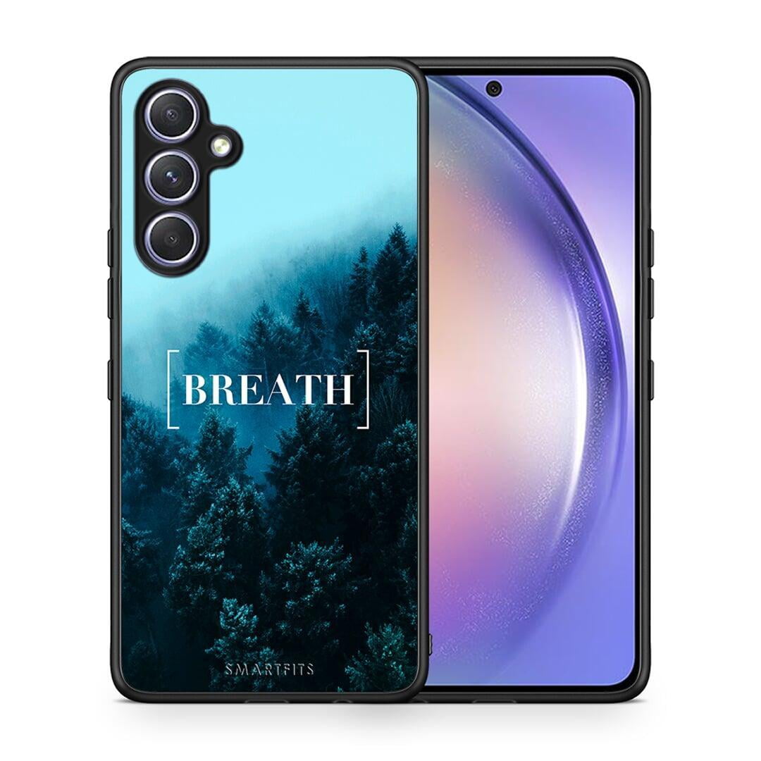 Θήκη Samsung Galaxy A54 Quote Breath από τη Smartfits με σχέδιο στο πίσω μέρος και μαύρο περίβλημα | Samsung Galaxy A54 Quote Breath Case with Colorful Back and Black Bezels