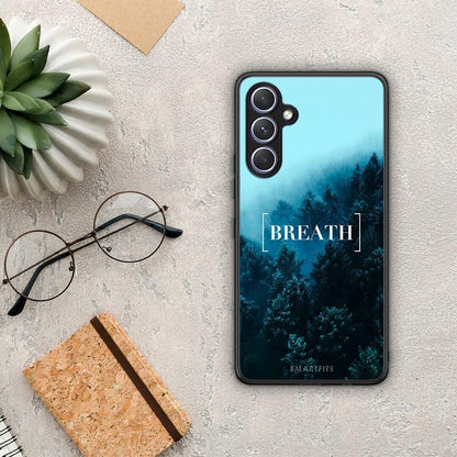Θήκη Samsung Galaxy A54 Quote Breath από τη Smartfits με σχέδιο στο πίσω μέρος και μαύρο περίβλημα | Samsung Galaxy A54 Quote Breath Case with Colorful Back and Black Bezels