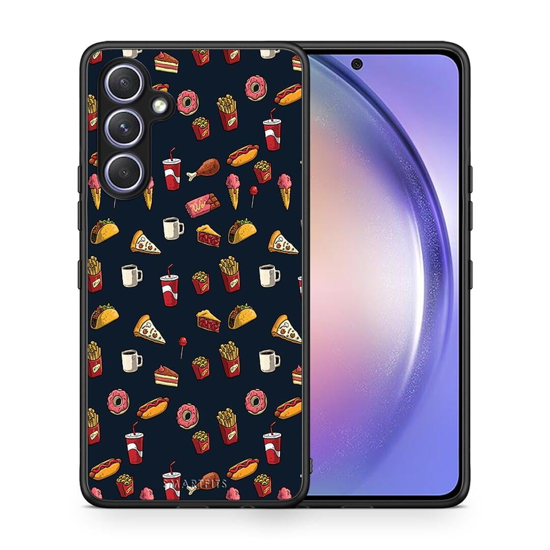 Θήκη Samsung Galaxy A54 Random Hungry από τη Smartfits με σχέδιο στο πίσω μέρος και μαύρο περίβλημα | Samsung Galaxy A54 Random Hungry Case with Colorful Back and Black Bezels