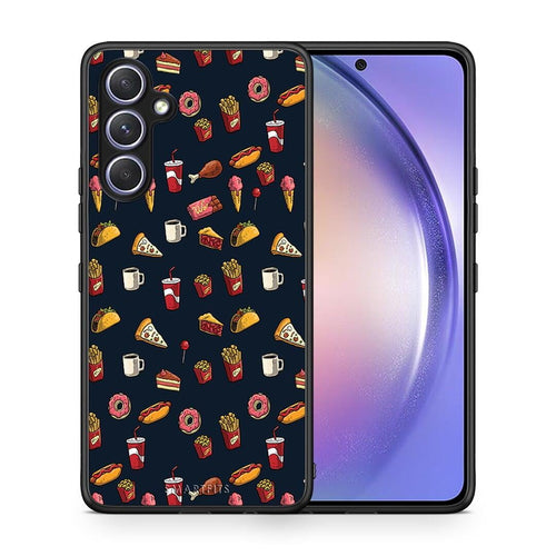 Θήκη Samsung Galaxy A54 Random Hungry από τη Smartfits με σχέδιο στο πίσω μέρος και μαύρο περίβλημα | Samsung Galaxy A54 Random Hungry Case with Colorful Back and Black Bezels