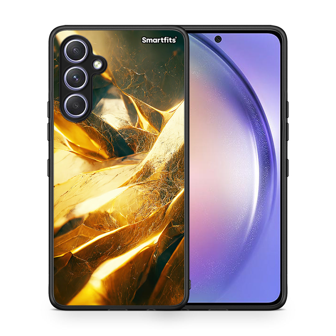 Θήκη Samsung Galaxy A54 Real Gold από τη Smartfits με σχέδιο στο πίσω μέρος και μαύρο περίβλημα | Samsung Galaxy A54 Real Gold Case with Colorful Back and Black Bezels