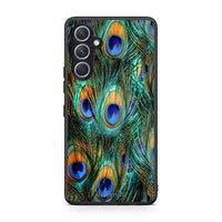 Thumbnail for Θήκη Samsung Galaxy A54 Real Peacock Feathers από τη Smartfits με σχέδιο στο πίσω μέρος και μαύρο περίβλημα | Samsung Galaxy A54 Real Peacock Feathers Case with Colorful Back and Black Bezels