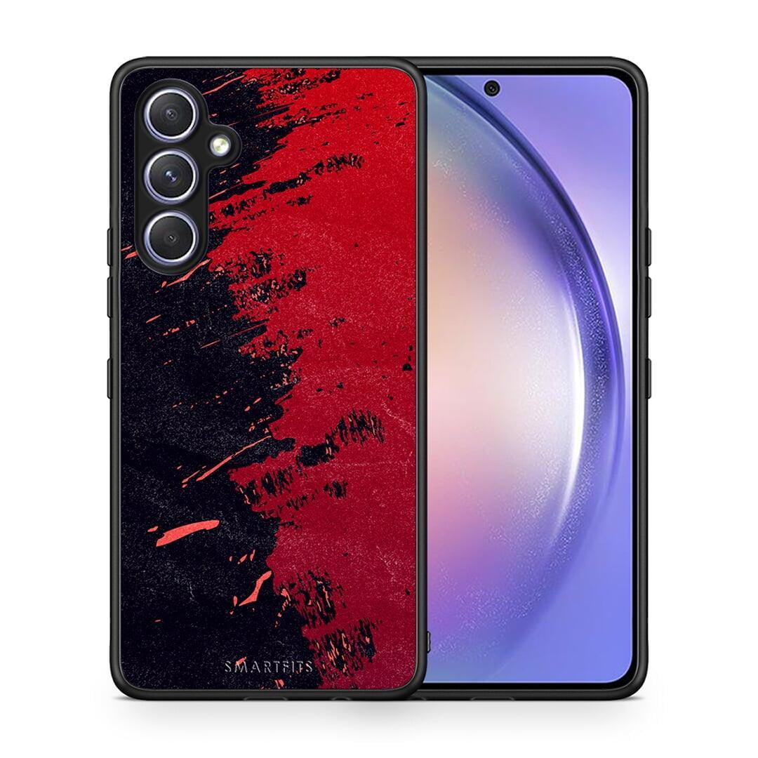 Θήκη Samsung Galaxy A54 Red Paint από τη Smartfits με σχέδιο στο πίσω μέρος και μαύρο περίβλημα | Samsung Galaxy A54 Red Paint Case with Colorful Back and Black Bezels