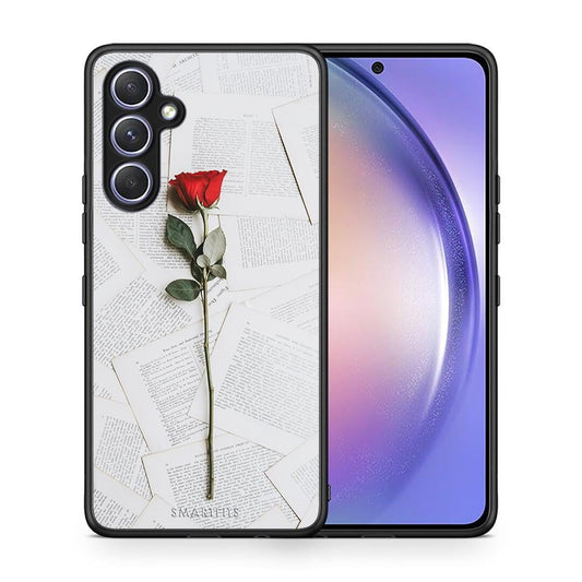 Θήκη Samsung Galaxy A54 Red Rose από τη Smartfits με σχέδιο στο πίσω μέρος και μαύρο περίβλημα | Samsung Galaxy A54 Red Rose Case with Colorful Back and Black Bezels