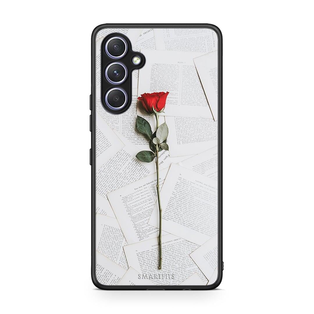 Θήκη Samsung Galaxy A54 Red Rose από τη Smartfits με σχέδιο στο πίσω μέρος και μαύρο περίβλημα | Samsung Galaxy A54 Red Rose Case with Colorful Back and Black Bezels