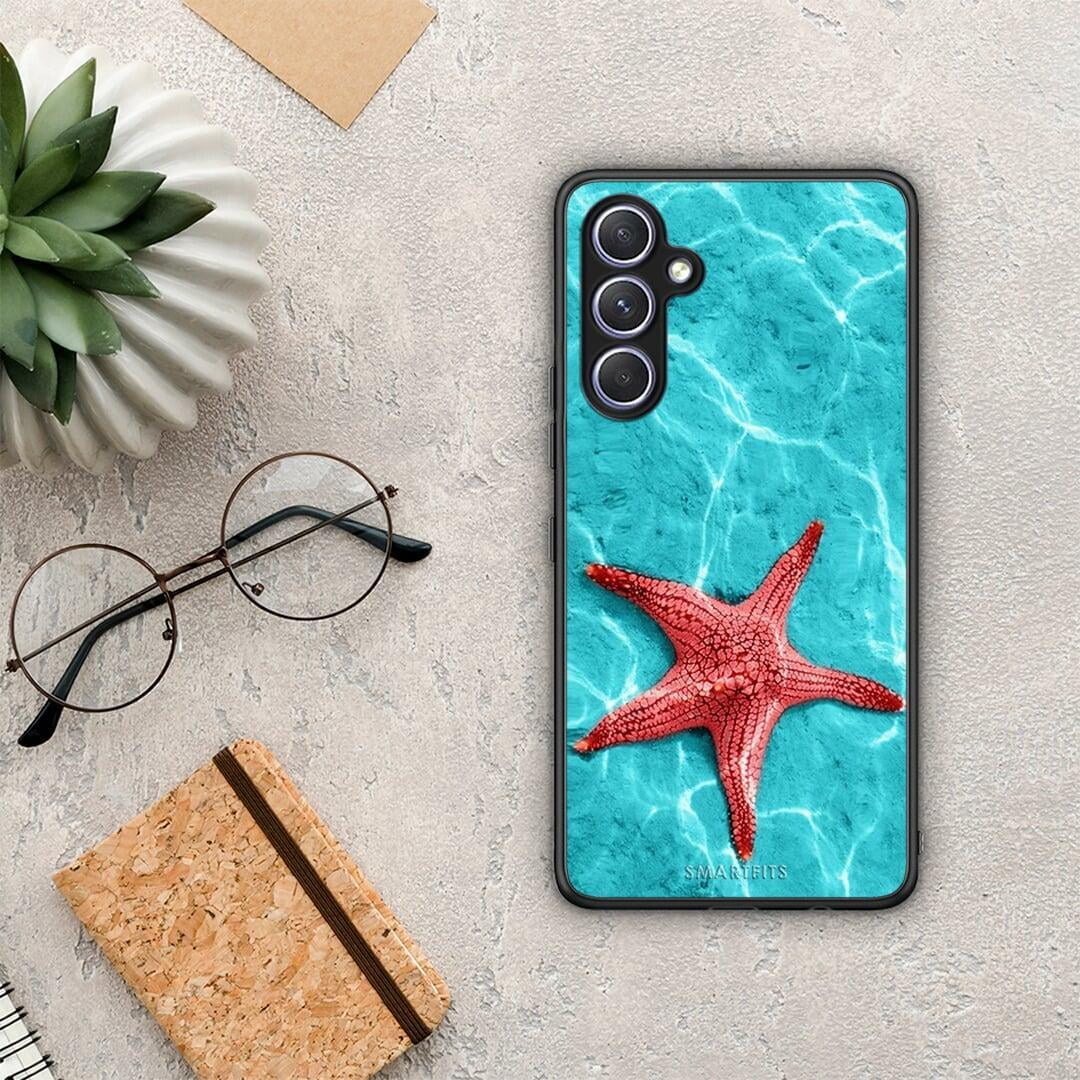 Θήκη Samsung Galaxy A54 Red Starfish από τη Smartfits με σχέδιο στο πίσω μέρος και μαύρο περίβλημα | Samsung Galaxy A54 Red Starfish Case with Colorful Back and Black Bezels