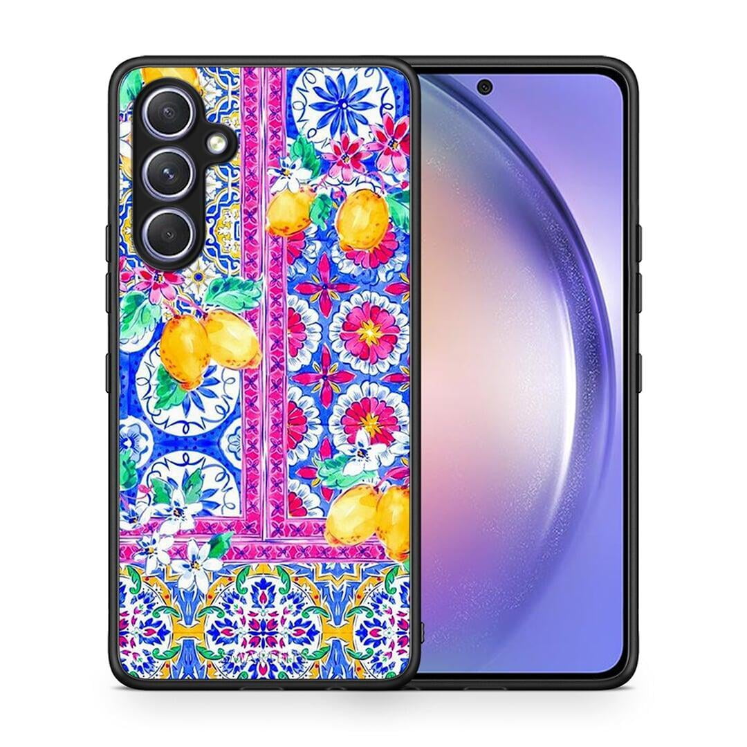 Θήκη Samsung Galaxy A54 Retro Spring από τη Smartfits με σχέδιο στο πίσω μέρος και μαύρο περίβλημα | Samsung Galaxy A54 Retro Spring Case with Colorful Back and Black Bezels