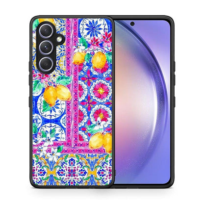 Θήκη Samsung Galaxy A54 Retro Spring από τη Smartfits με σχέδιο στο πίσω μέρος και μαύρο περίβλημα | Samsung Galaxy A54 Retro Spring Case with Colorful Back and Black Bezels