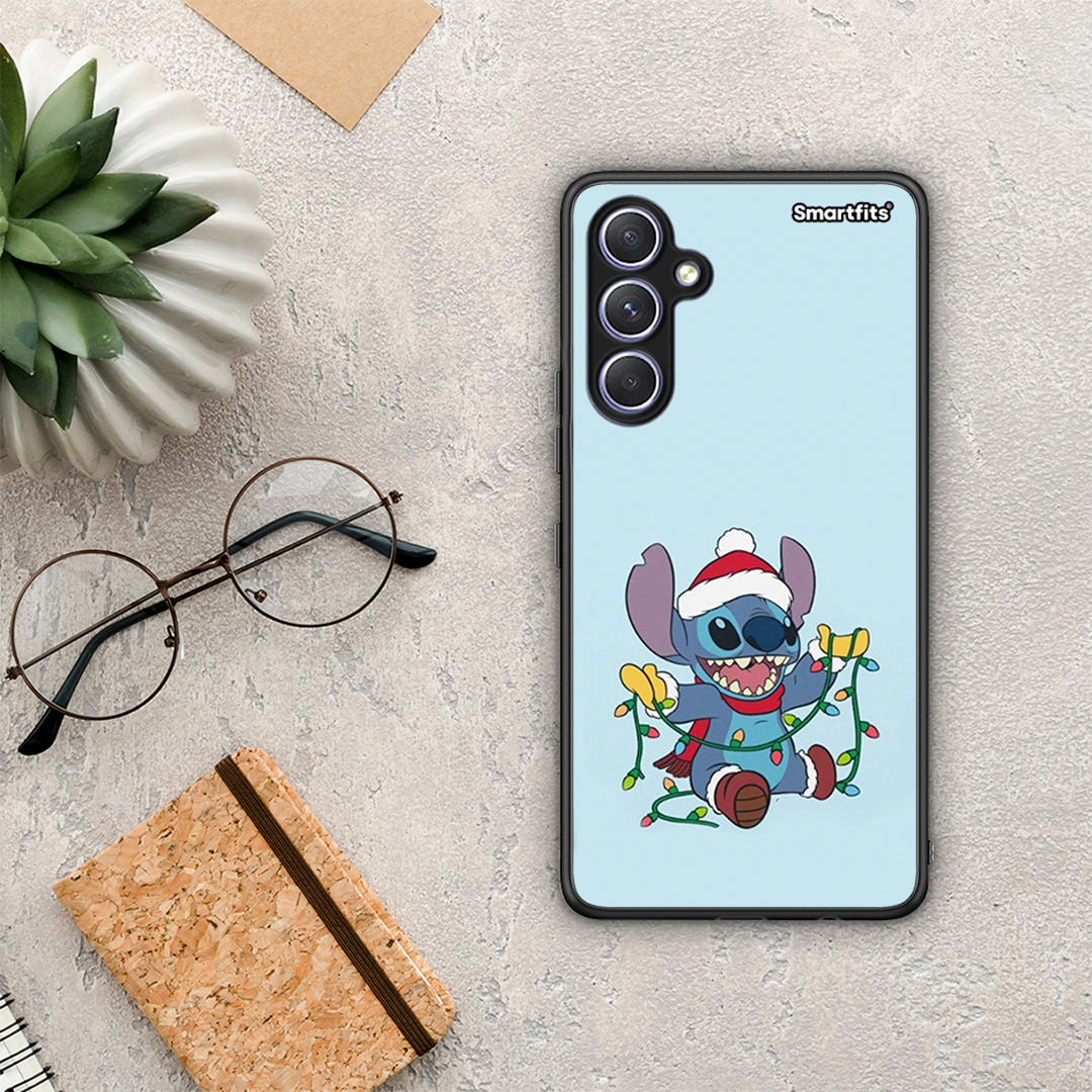 Θήκη Samsung Galaxy A54 Santa Stich από τη Smartfits με σχέδιο στο πίσω μέρος και μαύρο περίβλημα | Samsung Galaxy A54 Santa Stich Case with Colorful Back and Black Bezels