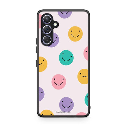 Θήκη Samsung Galaxy A54 Smiley Faces από τη Smartfits με σχέδιο στο πίσω μέρος και μαύρο περίβλημα | Samsung Galaxy A54 Smiley Faces Case with Colorful Back and Black Bezels