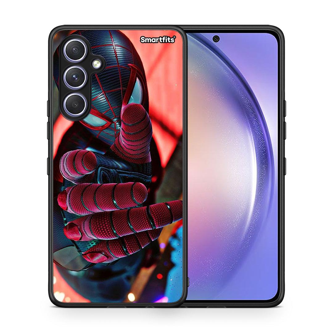 Θήκη Samsung Galaxy A54 Spider Hand από τη Smartfits με σχέδιο στο πίσω μέρος και μαύρο περίβλημα | Samsung Galaxy A54 Spider Hand Case with Colorful Back and Black Bezels