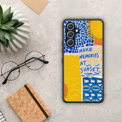 Θήκη Samsung Galaxy A54 Sunset Memories από τη Smartfits με σχέδιο στο πίσω μέρος και μαύρο περίβλημα | Samsung Galaxy A54 Sunset Memories Case with Colorful Back and Black Bezels