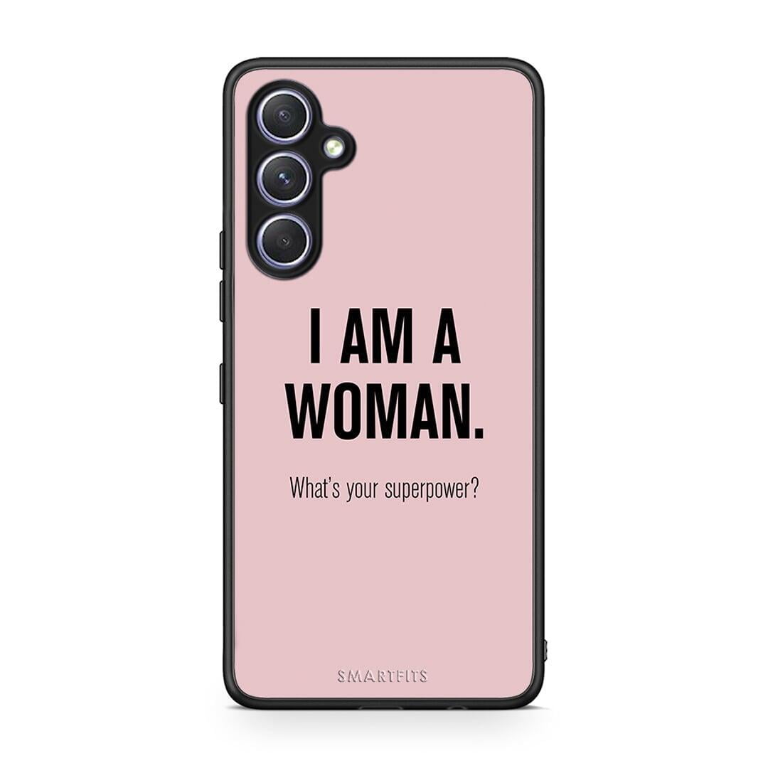 Θήκη Samsung Galaxy A54 Superpower Woman από τη Smartfits με σχέδιο στο πίσω μέρος και μαύρο περίβλημα | Samsung Galaxy A54 Superpower Woman Case with Colorful Back and Black Bezels