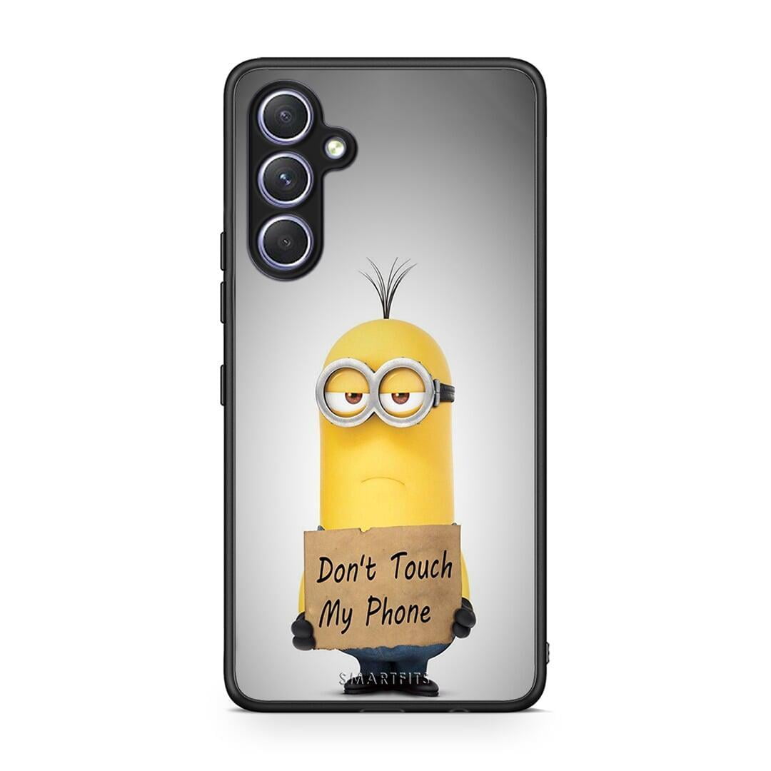 Θήκη Samsung Galaxy A54 Text Minion από τη Smartfits με σχέδιο στο πίσω μέρος και μαύρο περίβλημα | Samsung Galaxy A54 Text Minion Case with Colorful Back and Black Bezels