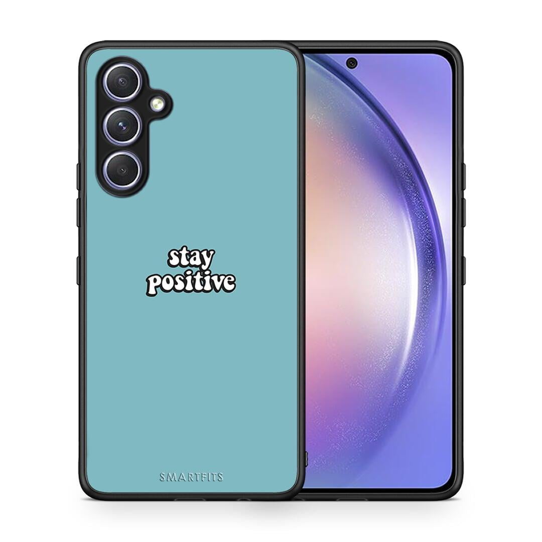 Θήκη Samsung Galaxy A54 Text Positive από τη Smartfits με σχέδιο στο πίσω μέρος και μαύρο περίβλημα | Samsung Galaxy A54 Text Positive Case with Colorful Back and Black Bezels