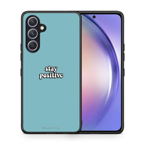 Θήκη Samsung Galaxy A54 Text Positive από τη Smartfits με σχέδιο στο πίσω μέρος και μαύρο περίβλημα | Samsung Galaxy A54 Text Positive Case with Colorful Back and Black Bezels