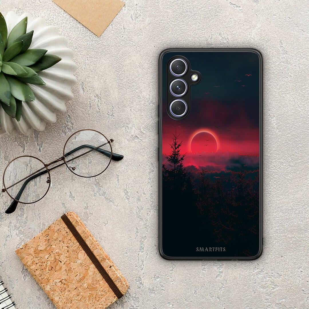 Θήκη Samsung Galaxy A54 Tropic Sunset από τη Smartfits με σχέδιο στο πίσω μέρος και μαύρο περίβλημα | Samsung Galaxy A54 Tropic Sunset Case with Colorful Back and Black Bezels