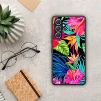 Thumbnail for Θήκη Samsung Galaxy A54 Tropical Flowers από τη Smartfits με σχέδιο στο πίσω μέρος και μαύρο περίβλημα | Samsung Galaxy A54 Tropical Flowers Case with Colorful Back and Black Bezels