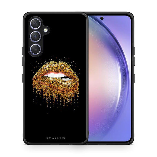 Θήκη Samsung Galaxy A54 Valentine Golden από τη Smartfits με σχέδιο στο πίσω μέρος και μαύρο περίβλημα | Samsung Galaxy A54 Valentine Golden Case with Colorful Back and Black Bezels