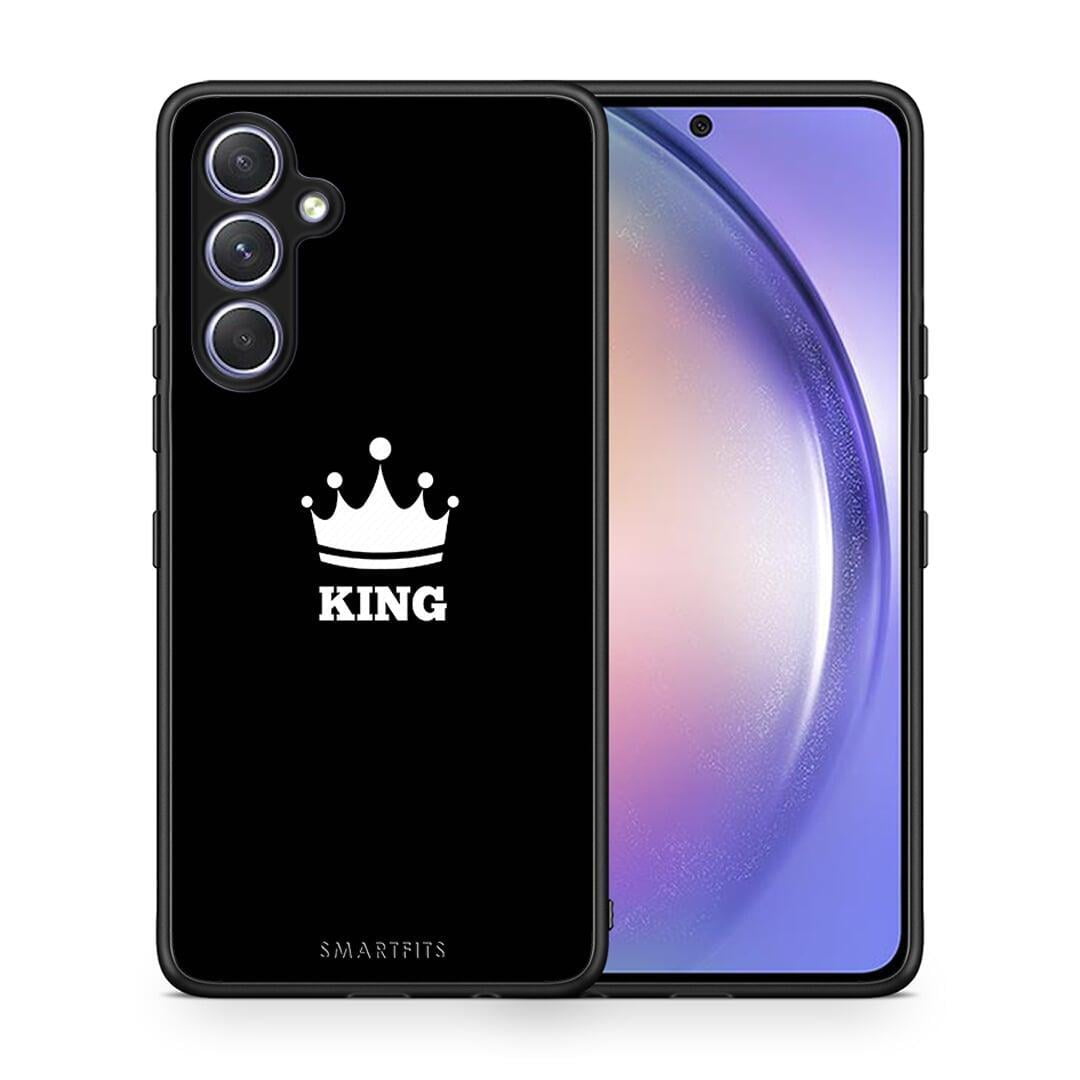 Θήκη Samsung Galaxy A54 Valentine King από τη Smartfits με σχέδιο στο πίσω μέρος και μαύρο περίβλημα | Samsung Galaxy A54 Valentine King Case with Colorful Back and Black Bezels
