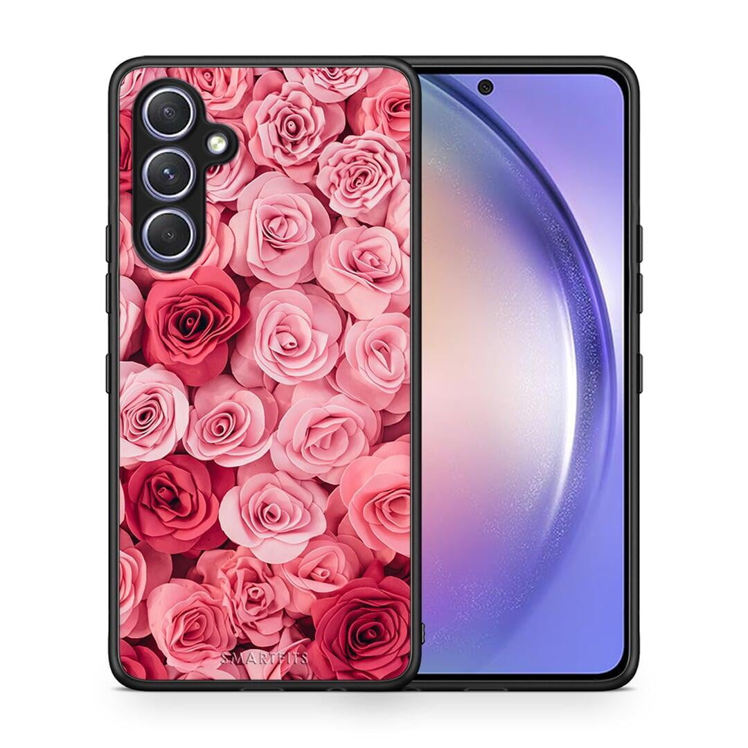 Θήκη Samsung Galaxy A54 Valentine RoseGarden από τη Smartfits με σχέδιο στο πίσω μέρος και μαύρο περίβλημα | Samsung Galaxy A54 Valentine RoseGarden Case with Colorful Back and Black Bezels