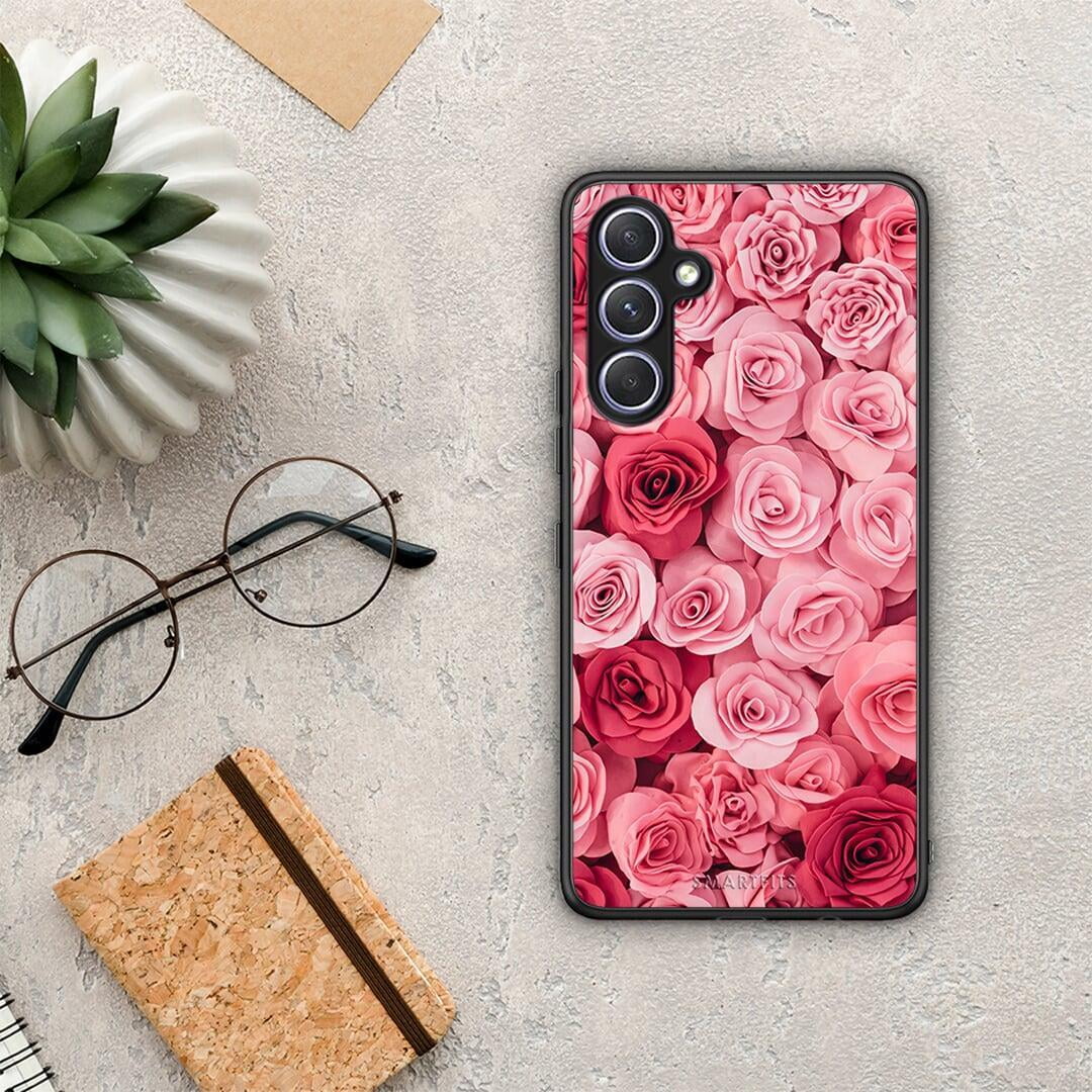 Θήκη Samsung Galaxy A54 Valentine RoseGarden από τη Smartfits με σχέδιο στο πίσω μέρος και μαύρο περίβλημα | Samsung Galaxy A54 Valentine RoseGarden Case with Colorful Back and Black Bezels