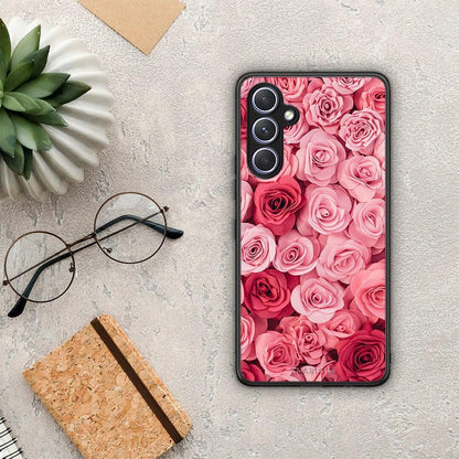 Θήκη Samsung Galaxy A54 Valentine RoseGarden από τη Smartfits με σχέδιο στο πίσω μέρος και μαύρο περίβλημα | Samsung Galaxy A54 Valentine RoseGarden Case with Colorful Back and Black Bezels