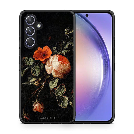 Θήκη Samsung Galaxy A54 Vintage Roses από τη Smartfits με σχέδιο στο πίσω μέρος και μαύρο περίβλημα | Samsung Galaxy A54 Vintage Roses Case with Colorful Back and Black Bezels