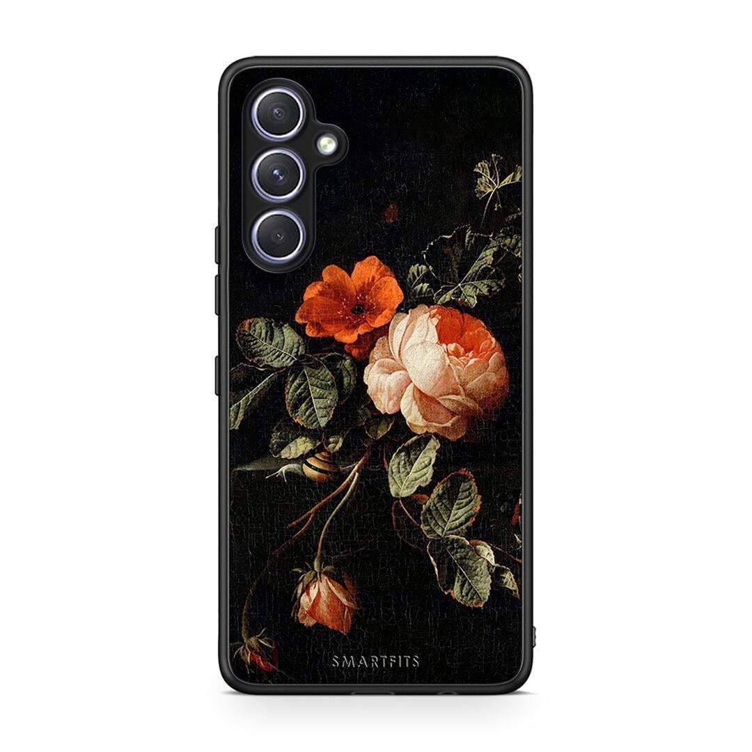 Θήκη Samsung Galaxy A54 Vintage Roses από τη Smartfits με σχέδιο στο πίσω μέρος και μαύρο περίβλημα | Samsung Galaxy A54 Vintage Roses Case with Colorful Back and Black Bezels