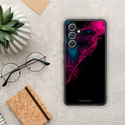 Θήκη Samsung Galaxy A54 Watercolor Pink Black από τη Smartfits με σχέδιο στο πίσω μέρος και μαύρο περίβλημα | Samsung Galaxy A54 Watercolor Pink Black Case with Colorful Back and Black Bezels
