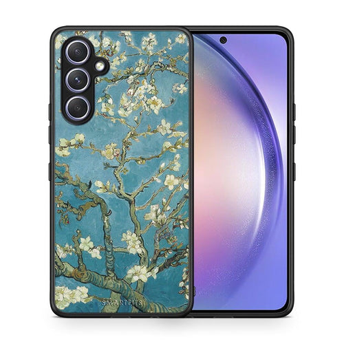 Θήκη Samsung Galaxy A54 White Blossoms από τη Smartfits με σχέδιο στο πίσω μέρος και μαύρο περίβλημα | Samsung Galaxy A54 White Blossoms Case with Colorful Back and Black Bezels