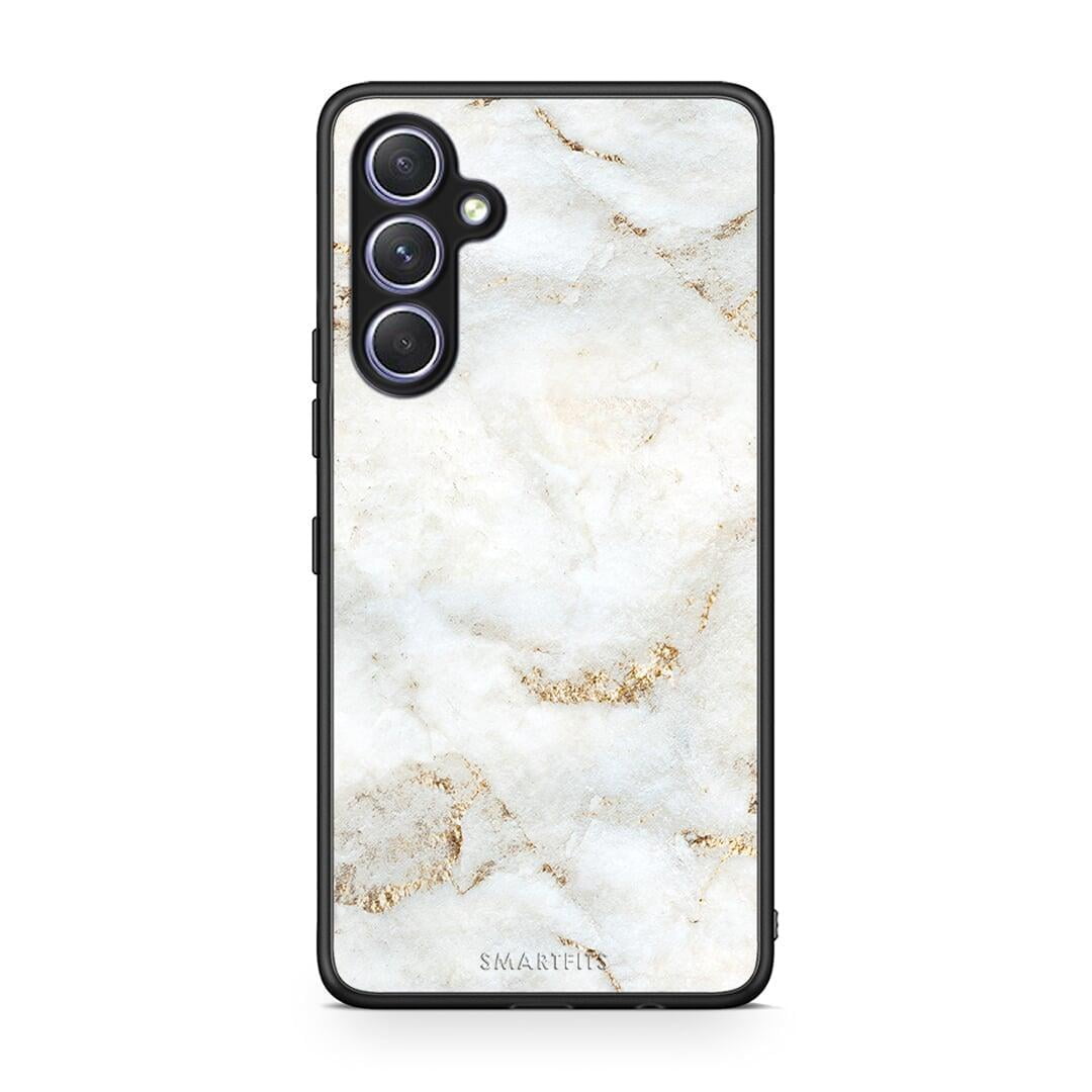Θήκη Samsung Galaxy A54 White Gold Marble από τη Smartfits με σχέδιο στο πίσω μέρος και μαύρο περίβλημα | Samsung Galaxy A54 White Gold Marble Case with Colorful Back and Black Bezels
