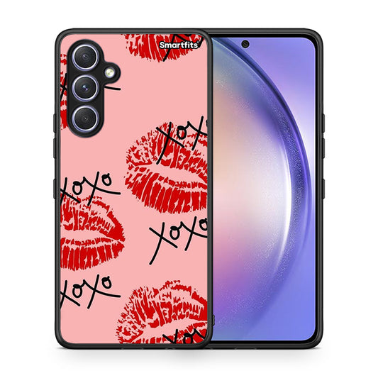 Θήκη Samsung Galaxy A54 XOXO Lips από τη Smartfits με σχέδιο στο πίσω μέρος και μαύρο περίβλημα | Samsung Galaxy A54 XOXO Lips Case with Colorful Back and Black Bezels