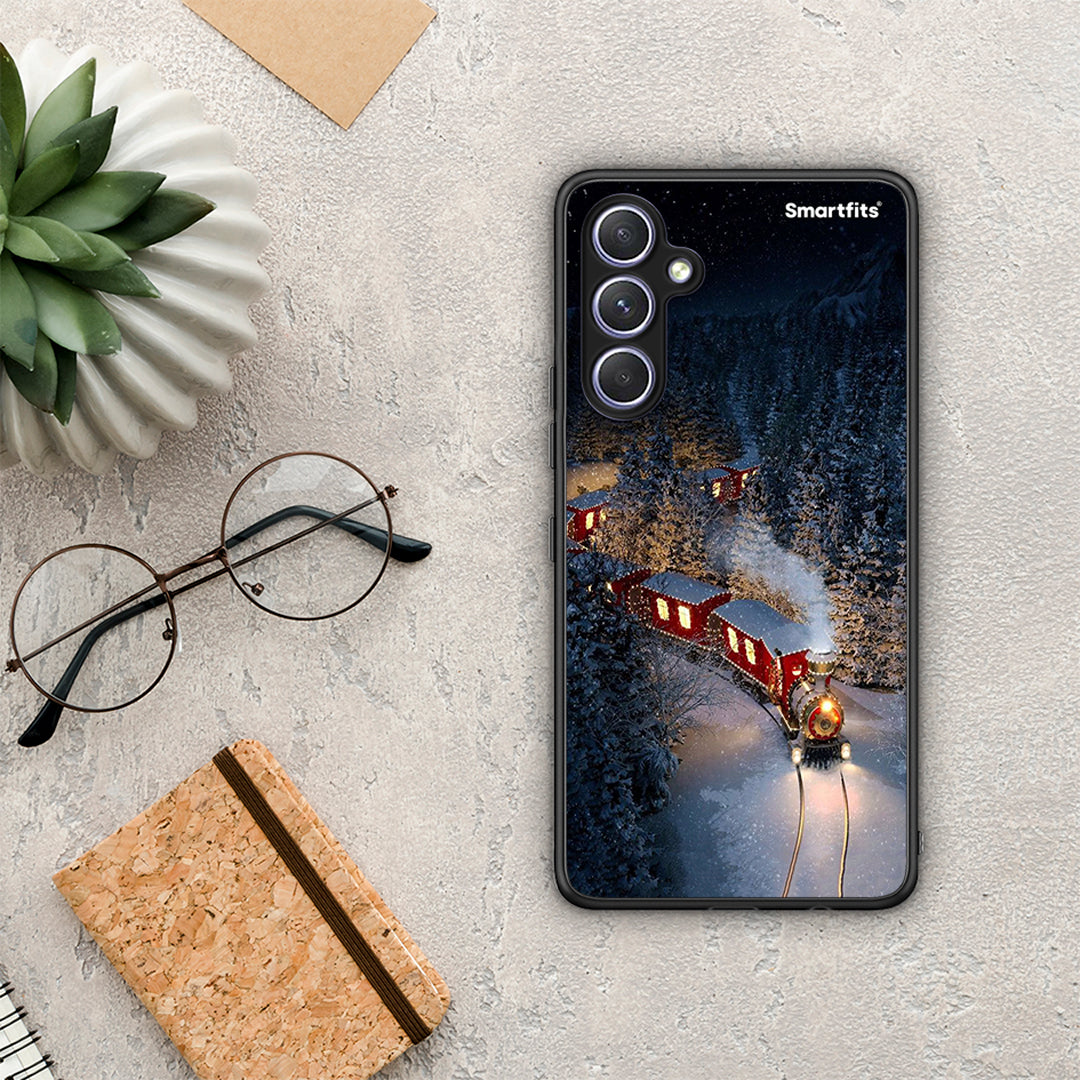 Θήκη Samsung Galaxy A54 Xmas Train από τη Smartfits με σχέδιο στο πίσω μέρος και μαύρο περίβλημα | Samsung Galaxy A54 Xmas Train Case with Colorful Back and Black Bezels