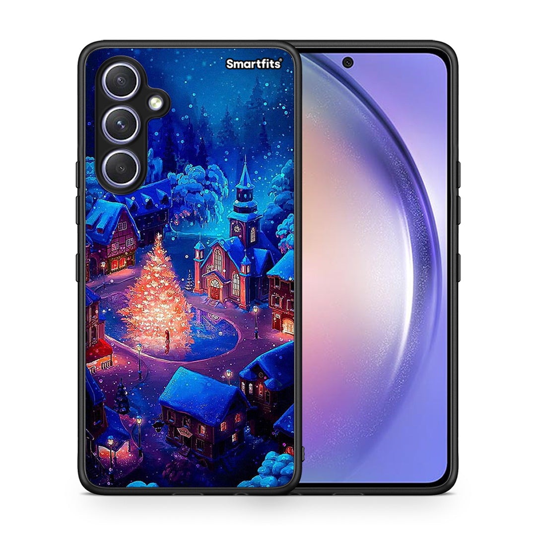 Θήκη Samsung Galaxy A54 Xmas Village από τη Smartfits με σχέδιο στο πίσω μέρος και μαύρο περίβλημα | Samsung Galaxy A54 Xmas Village Case with Colorful Back and Black Bezels