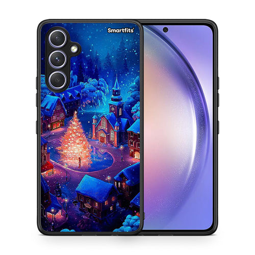 Θήκη Samsung Galaxy A54 Xmas Village από τη Smartfits με σχέδιο στο πίσω μέρος και μαύρο περίβλημα | Samsung Galaxy A54 Xmas Village Case with Colorful Back and Black Bezels