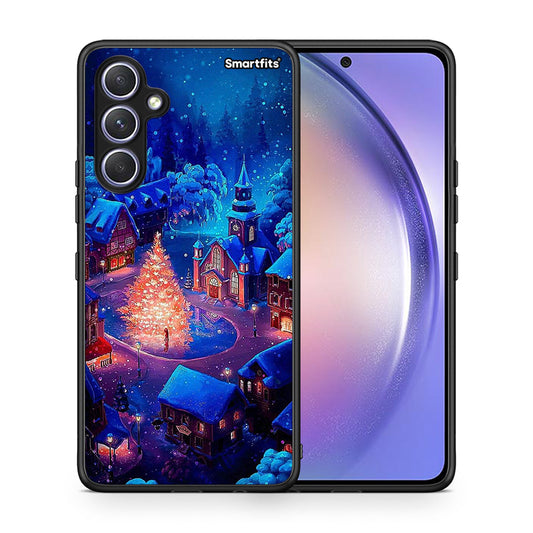 Θήκη Samsung Galaxy A54 Xmas Village από τη Smartfits με σχέδιο στο πίσω μέρος και μαύρο περίβλημα | Samsung Galaxy A54 Xmas Village Case with Colorful Back and Black Bezels