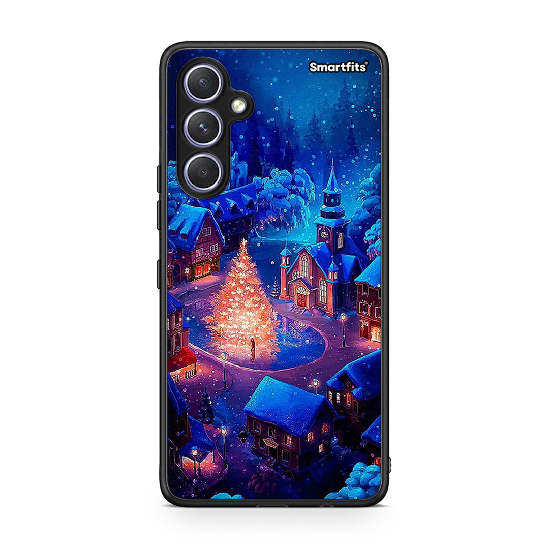 Θήκη Samsung Galaxy A54 Xmas Village από τη Smartfits με σχέδιο στο πίσω μέρος και μαύρο περίβλημα | Samsung Galaxy A54 Xmas Village Case with Colorful Back and Black Bezels