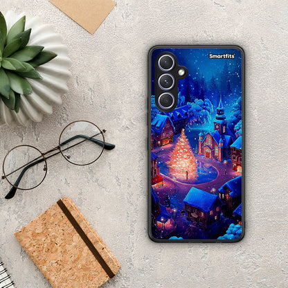 Θήκη Samsung Galaxy A54 Xmas Village από τη Smartfits με σχέδιο στο πίσω μέρος και μαύρο περίβλημα | Samsung Galaxy A54 Xmas Village Case with Colorful Back and Black Bezels