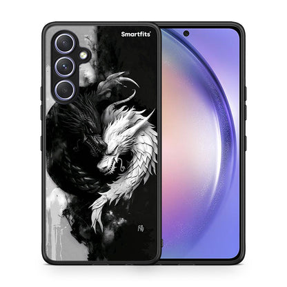 Θήκη Samsung Galaxy A54 Yin Yang από τη Smartfits με σχέδιο στο πίσω μέρος και μαύρο περίβλημα | Samsung Galaxy A54 Yin Yang Case with Colorful Back and Black Bezels