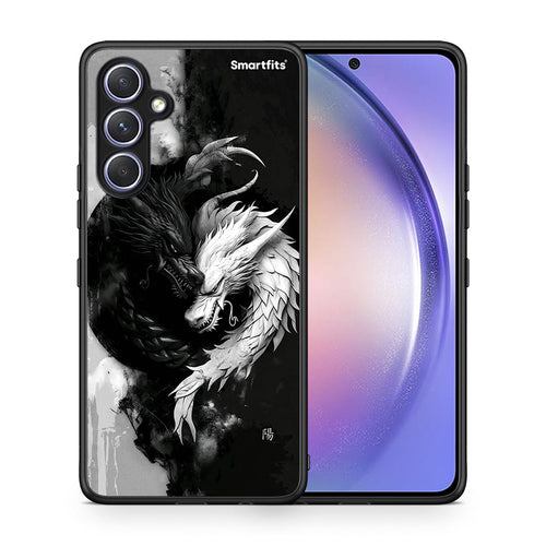 Θήκη Samsung Galaxy A54 Yin Yang από τη Smartfits με σχέδιο στο πίσω μέρος και μαύρο περίβλημα | Samsung Galaxy A54 Yin Yang Case with Colorful Back and Black Bezels